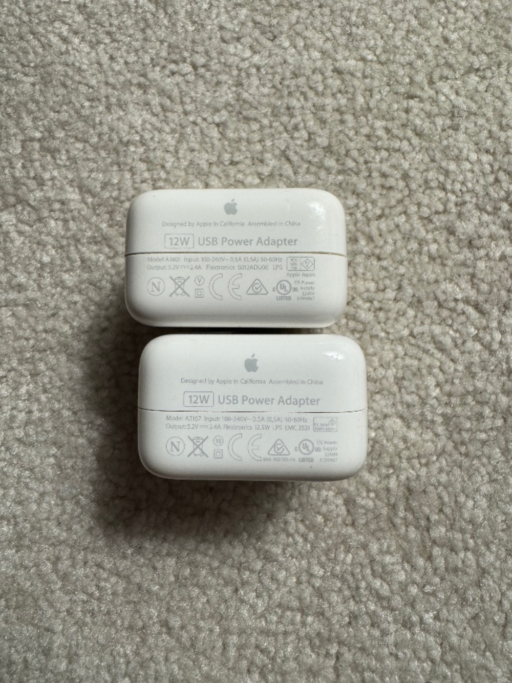 2 Apple 12w USB Power Adapters